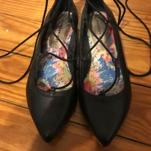 Madden Girl ballet flats lace up. Never worn